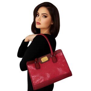 Cole Haan Red Leather Bag Windsor Tote Shoulder Handbag Satchel Women's Woman's